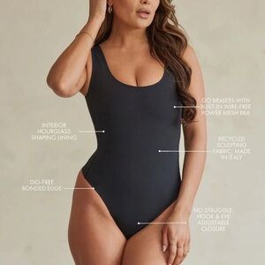 NWT! Pinsy | Scoop Tank Hourglass Shapewear Thong Bodysuit | Black | XL